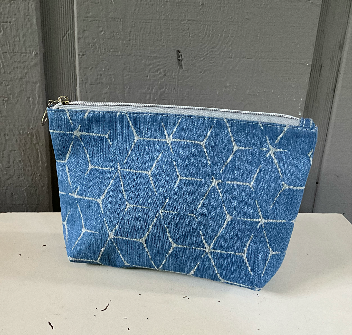 Medium Zipper Pouch - Blue Geo