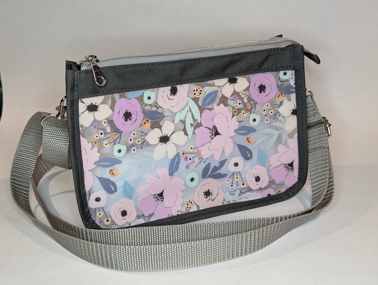 Clear Floral Vinyl Crossbody